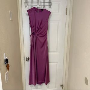 House of Harlow 1960 Ruched Silk Satin Circle Cut Out Dress